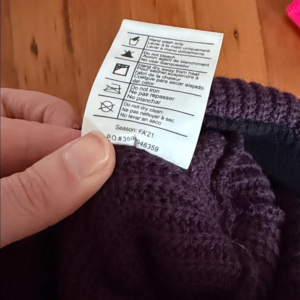 Carhartt Dark Purple Beanie with Fluffy Gray Pom